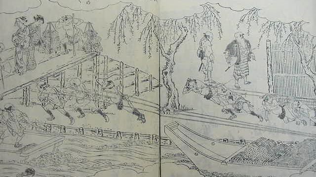Takasegawa canal in old book