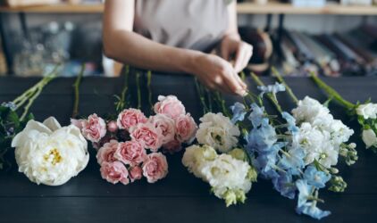 Preparing flower for arranging bouquet