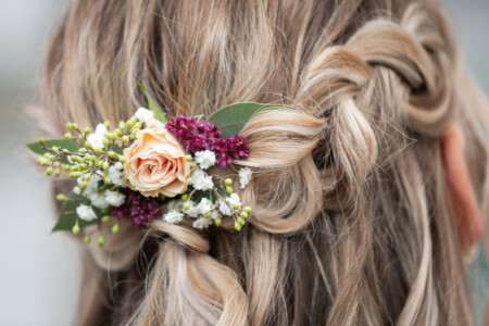 Beautiful wedding hairstyles for brides, flowers in a bride hair